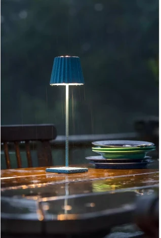 Интерьерная настольная лампа светодиодная с аккумулятором Ubiqua Plissè 189208 (регулировка яркости, сенсорный выключатель, IP54)