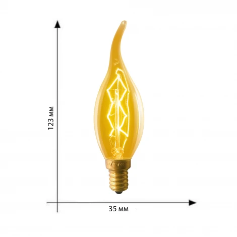 Лампочка накаливания свеча на ветру желтая E27 60W Uniel IL-V-CW35-60/GOLDEN/E14 ZW01