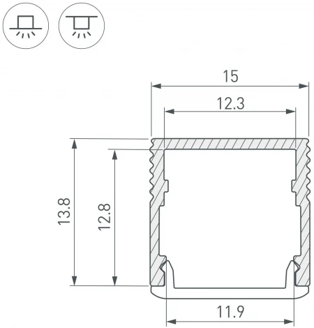 Профиль SL-MINI-15-2000 BLACK (Arlight, Алюминий) 049020