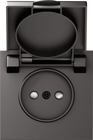 Накладка для розетки без заземления, с крышкой, 16A 250 В~, матовый титан IP44 Donel S08 DS43445