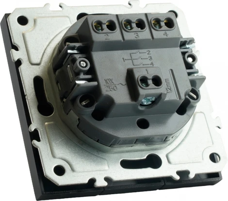 Выключатель трехклавишный (черный) Stekker Эмили 49844