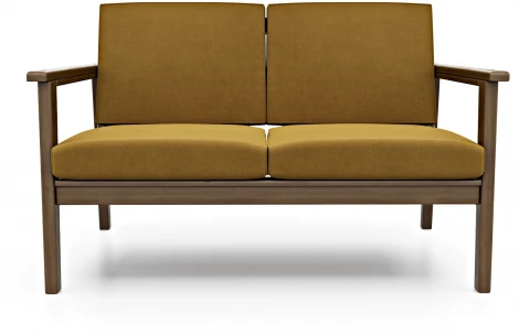 Диван Arsko прямой Лориан М орех велюр горчичный