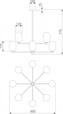 Потолочная люстра на штанге Eurosvet Loona 60161/8 латунь (220V)