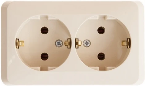 Розетка накладная двойная с заземлением (кремовый) Systeme Electric Этюд PA16-007K