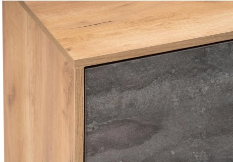 Комод Woodville Эго К-3 на подиуме дуб крафт золотой / камень темный 455856