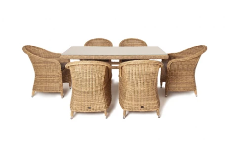Обеденная группа плетеная, цвет соломенный 4SIS Эспрессо EC6T-7-SET