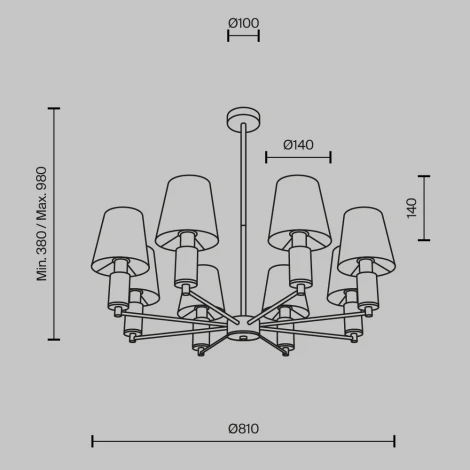 Потолочная люстра на штанге Maytoni Lira MOD483PL-08BS