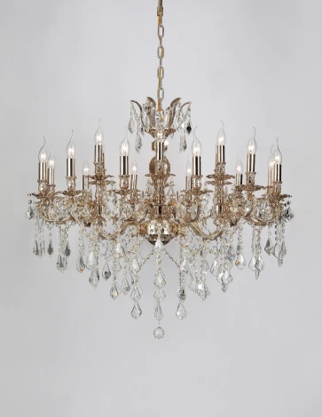 Подвесная большая люстра Lucia Tucci Barletta 122.12.6 coffe gold (220V, на цепи, подсвечник, свеча)
