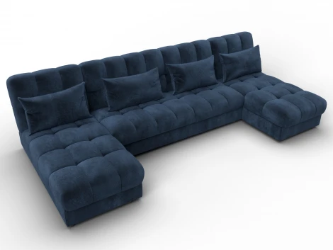 Диван П-образный Лига-116 НПБ (ДСП,ЛДСП,Велюр/Синий) Лига Диванов 137311