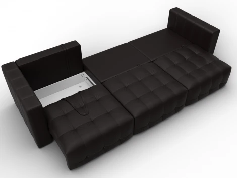 Диван прямой Лига-052 НПБ Лонг (ЛДСП,Брус,Фанера/Пластик/Экокожа/Коричневый) Лига Диванов 129907