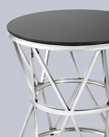 Журнальный стол Stool Group 50*50 ВИВА серебро стекло черное УТ000004639