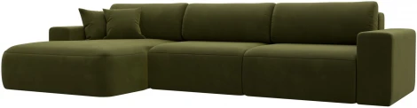 Диван угловой Лига-036 НПБ Классик Лонг левый угол (Зеленый/Микровельвет) Лига Диванов арт.121385L