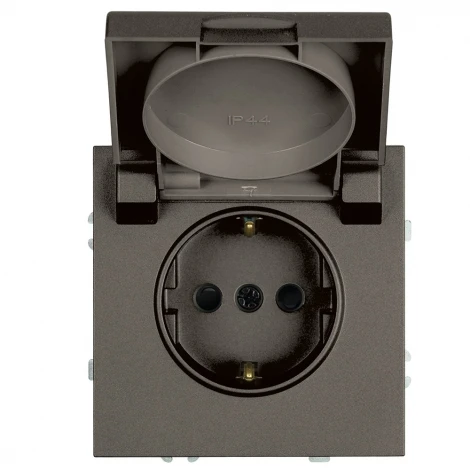 Розетка с заземлением с защитной крышкой (антрацит, soft touch) Stekker Эмили 49933