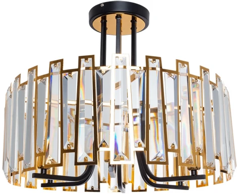 Потолочная люстра на штанге Arte Lamp Amber A1028PL-6BK (220V, хрусталь, круглые)