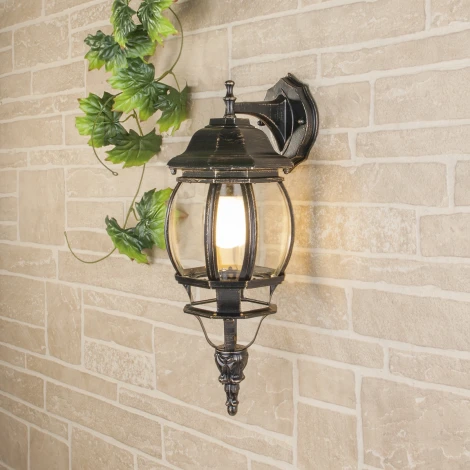 Настенный фонарь уличный Elektrostandard Farola GL 1001D черное золото