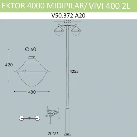Наземный фонарь Fumagalli Vivi V50.372.A20.AXH27 (220V, IP65)