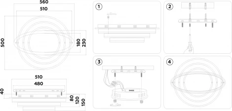 Потолочный светодиодный светильник с пультом Ambrella Acrylica Disk FA8522 (220V, умный дом - Smart Life, круглые)
