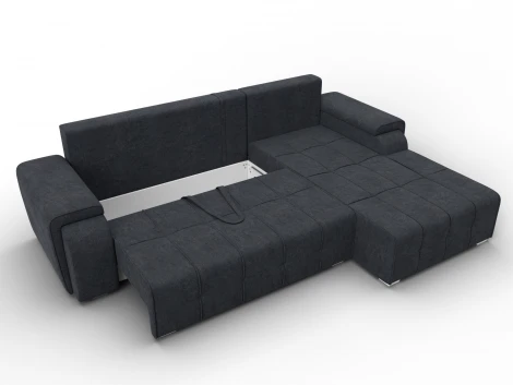 Диван угловой Лига-121 правый угол (ДСП,Брус,Велюр/Темно-серый) Лига Диванов 137356