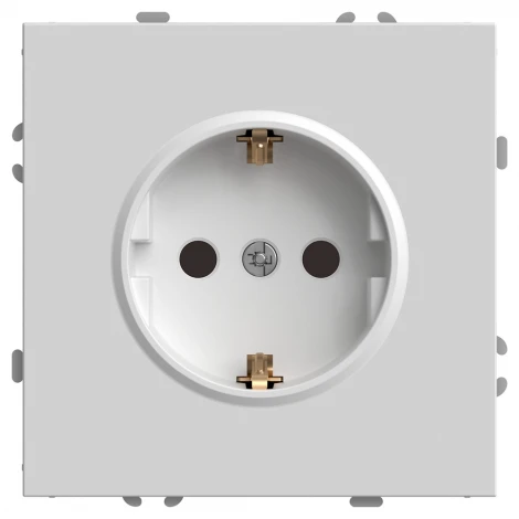 Розетка с заземлением и шторками (белый фарфор, soft touch) Stekker Эмили 49880