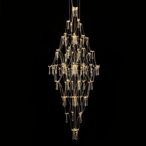 Подвесная люстра светодиодная хрустальная с пультом с регулировкой цветовой температуры Modelux ML.7826.600P GD