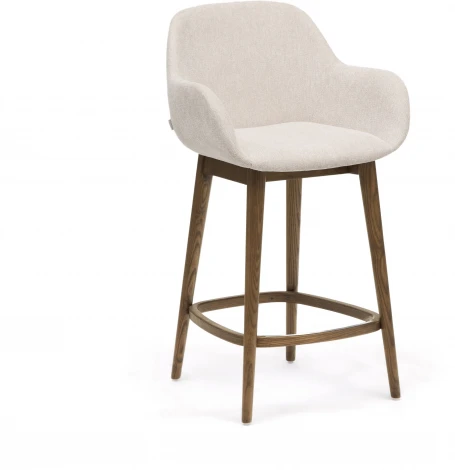 Полубарный стул Konna бежевого цвета с ножками из массива ясеня в темной отделке, 65 см La Forma (ex Julia Grup) арт.216178