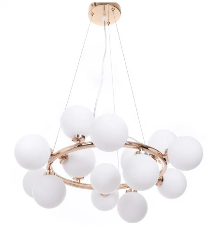 Подвесная люстра Lumina Deco LDP 6033-15 GD (220V, на тросе, шар, молекулы)