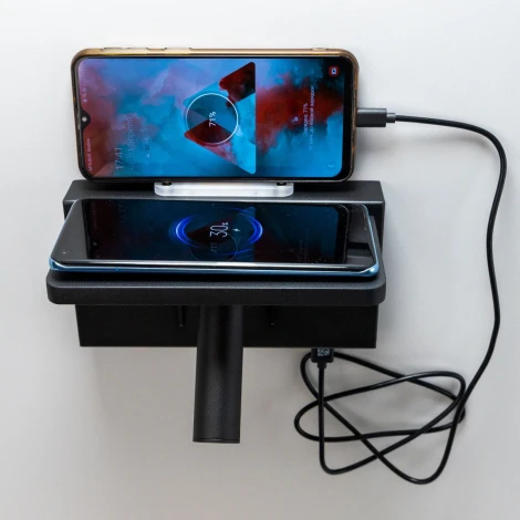 Настенный светильник с беспроводным ЗУ с полкой для чтения Декарт CL704371 LED USB QI (220V, выключатель)