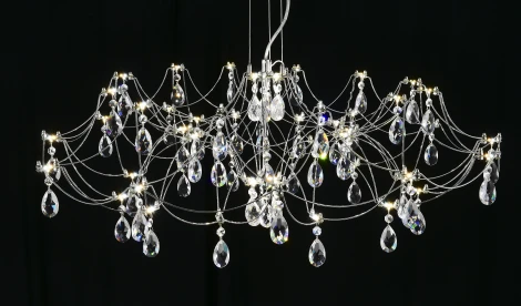 Подвесная люстра светодиодная с пультом и хрустальными подвесками Asfour MyFar Ersilia MR2661-60P-50AD