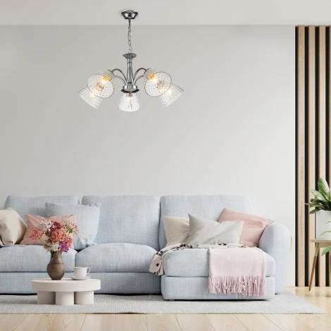 Подвесная люстра Escada Freesia 658/5PL Chrome (220V, подвески, на цепи)