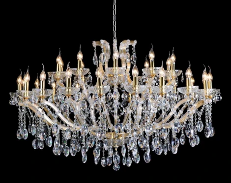Подвесная большая люстра Crystal Lux Hollywood SP20+10 GOLD (220V, на цепи, подсвечник, свеча)