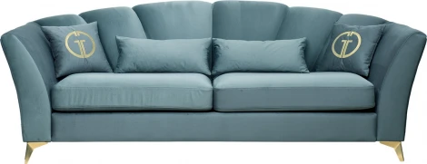 Диван Annette трехместный без мех,велюр бирюз.Colt1004/зол 250*100*95 Garda Decor арт.ANNETTE-3-2K-Colt1004