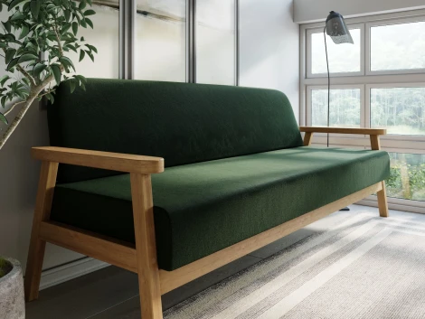 Диван Arsko прямой Флори Б береза велюр зеленый