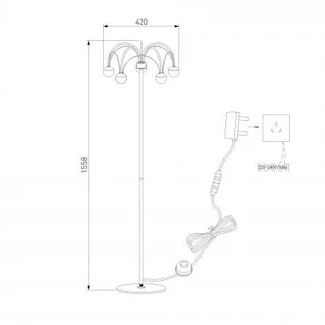 Торшер светодиодный с выключателем шарики Eurosvet Ragno 90194 золото (a070273) (регулировка яркости, 220V, шарики)