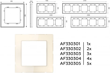 Рамка Ambrella Volt ALFA Platos (Бежевый Стекло органическое) 1-ая AF330301