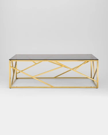 Журнальный стол Stool Group 120*60 АРТ ДЕКО стекло smoke сталь золото УТ000001967
