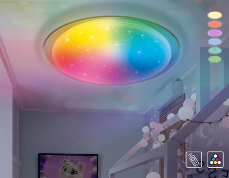 Потолочный светильник RGB круглый Ambrella Orbital Dance FF470 (LED, 220V, пульт управления, круглые)