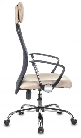 Кресло руководителя Бюрократ KB-6N черный TW-01 сиденье бежевый 38-402 сетка/ткань с подголов. крестовина металл хром