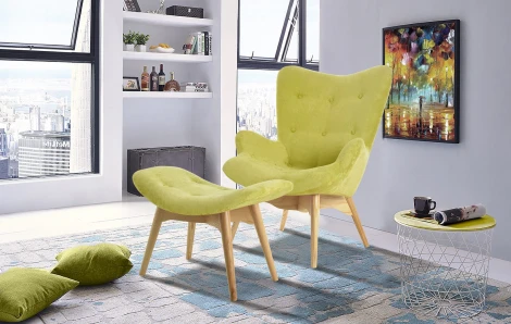 Кресло DС-917 цвет оливковый YR2214-12 ноги ясень-01