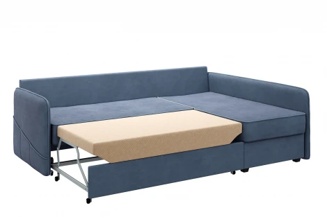 Диван тканевый угловой синий, угол правый D1 Слим AAA41521005 Velutto 48