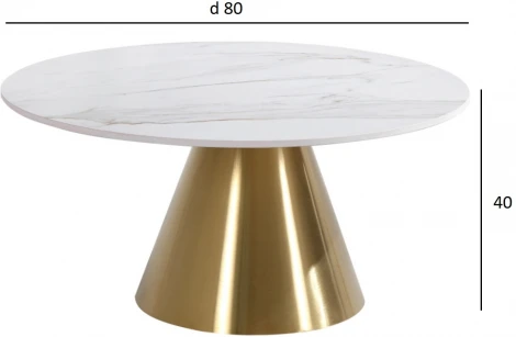 Стол журнальный керамогранит белый d80*40см Garda Decor арт.76AR-00910