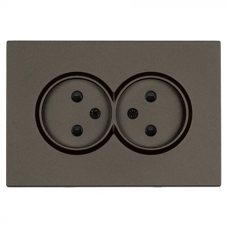 Розетка двойная без заземления со шторками (антрацит, soft touch) Stekker Эмили 49929