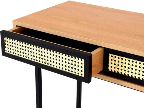 Стол консольный Boho ОГОГО (арт.787119), (Ротанг,ЛДСП,Металл/Дуб Корбридж)