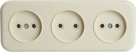 Розетка тройная без заземления (слоновая кость) Stekker Брест 49055