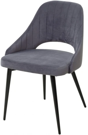 Обеденный стул M-City FANTINE-LS СЕРЫЙ #27, велюр / черный каркас