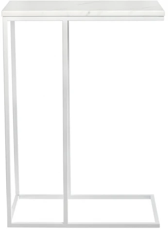 Придиванный столик Loft 50x30см, белый мрамор с белыми ножками Bradex Home RF 0359