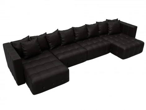 Диван П-образный Лига-052 НПБ Лонг (ЛДСП,Брус,Фанера/Пластик/Экокожа/Коричневый) Лига Диванов 129919