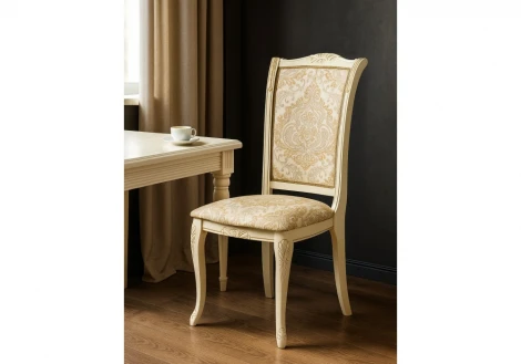 Обеденный стул Woodville Керия слоновая кость / золото патина