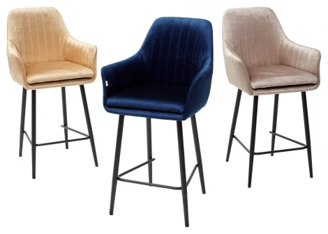 Полубарный стул Роден Blitz 20 Синий, велюр (H=65cm)