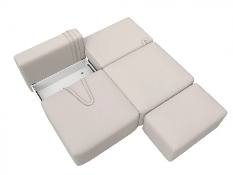 Диван прямой модульный с пуфом Лига-060 НПБ (ЛДСП,Брус,Фанера/Пластик/Замша/Бежевый) Лига Диванов 129668