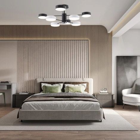 Потолочная люстра светодиодная на штанге Arte Milano Ferrara 250906/8B Bk/Wh (220V, круглые)